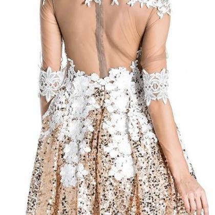 A-line Scoop Short Mini Tulle Short Prom Dress..