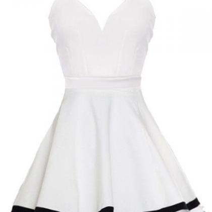 Simple Prom Dresses,white A-line Spaghetti Straps..