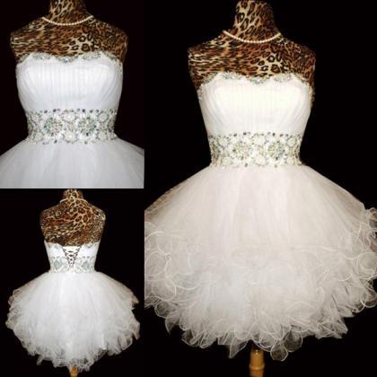 Prom Dresses Ball Gown,white A-line Sweetheart..