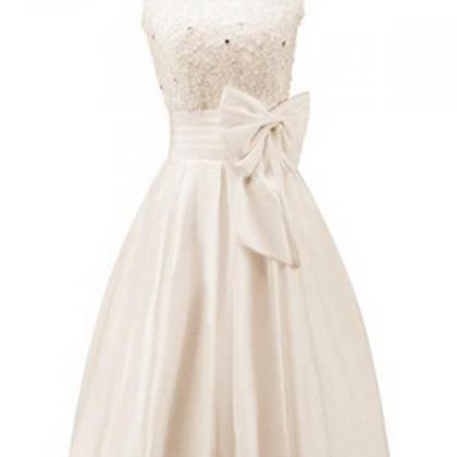 Short Prom Dresses,ivory A-line Square Knee-length..
