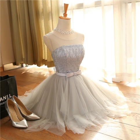 A-line Tulle Homecoming Dresses Scoop Red Short/Mini Prom Dresses  PD049