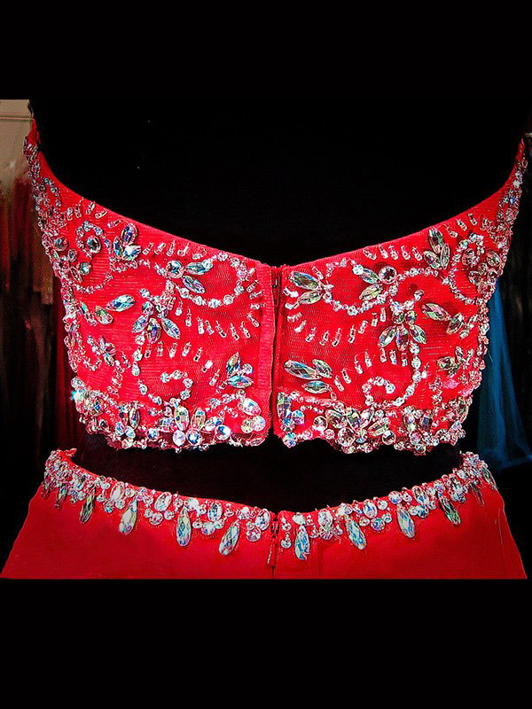 Lace and Chiffon Full Length Dresses Watermelon main image 1