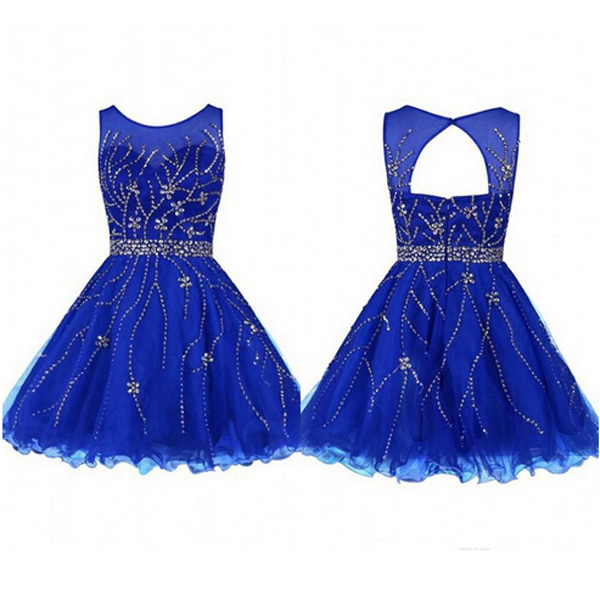 Royal Blue Prom Dresses,royal Blue Aline Scoop Short Mini Tulle