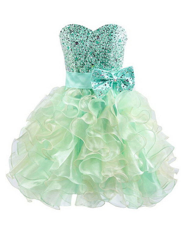 Beautiful Prom Dresses,Sage A-line Sweetheart Short Mini Organza ...