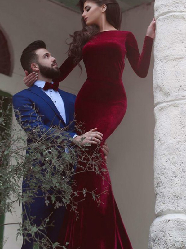Luxury Mint Long Sleeve Sheath Column Beading Prom Dress