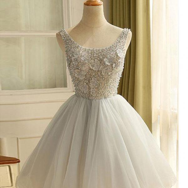 A-line Short-Mini Tulle Prom Dress CS0410 main image 1