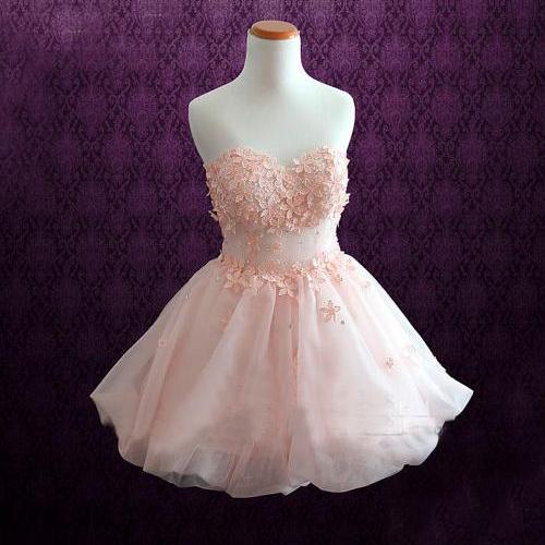 A-line Sweetheart Short Mini Organza Short Prom Dress Homecoming ...
