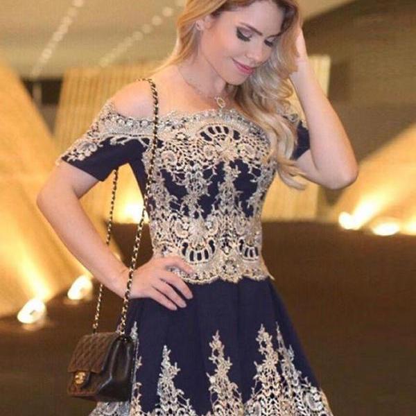 Off The Shoulder Strapless Mini Dark Navy Homecoming Dress main image 0