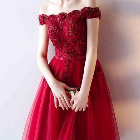 Red Tulle A Line Off The Shoulder Homecoming Dresses Short Prom Dresses