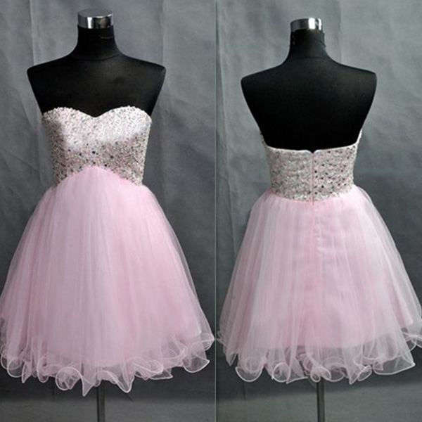 Pink Prom Dressespink A Line Sweetheart Short Mini Tulle Homecoming Dress Short Prom Dresses 