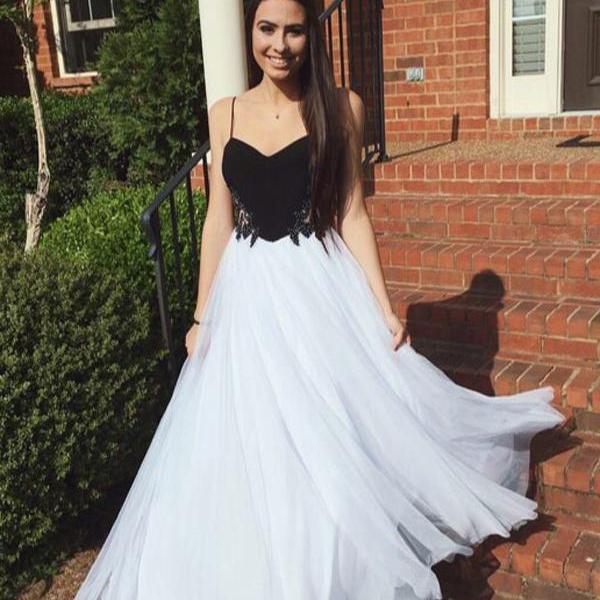 New Style Chiffon Cut Out Sleeveless Prom Gown, A Line Spagetti Straps Long Evening Dress UQP0203