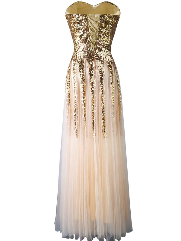 Beautiful Prom Dress, Gold A-line Sweetheart Floor-length Chiffon ...